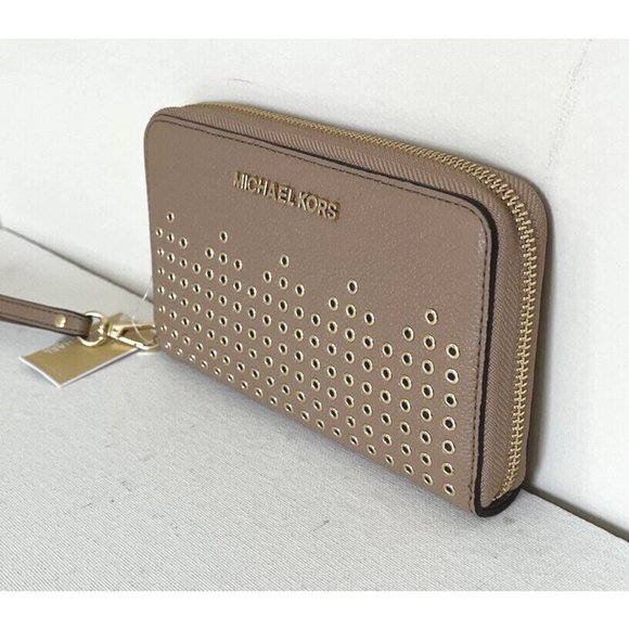 New Michael Kors Hayes Large Flat Phone Case Wallet Leather Dark Khaki - Picture 5 of 5